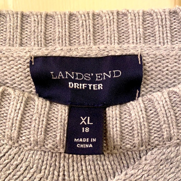 #20 Lands’ End Drifter Sweater Grey Weave Knit WM SZ XL (18) NICE!🥰 - Picture 10 of 11